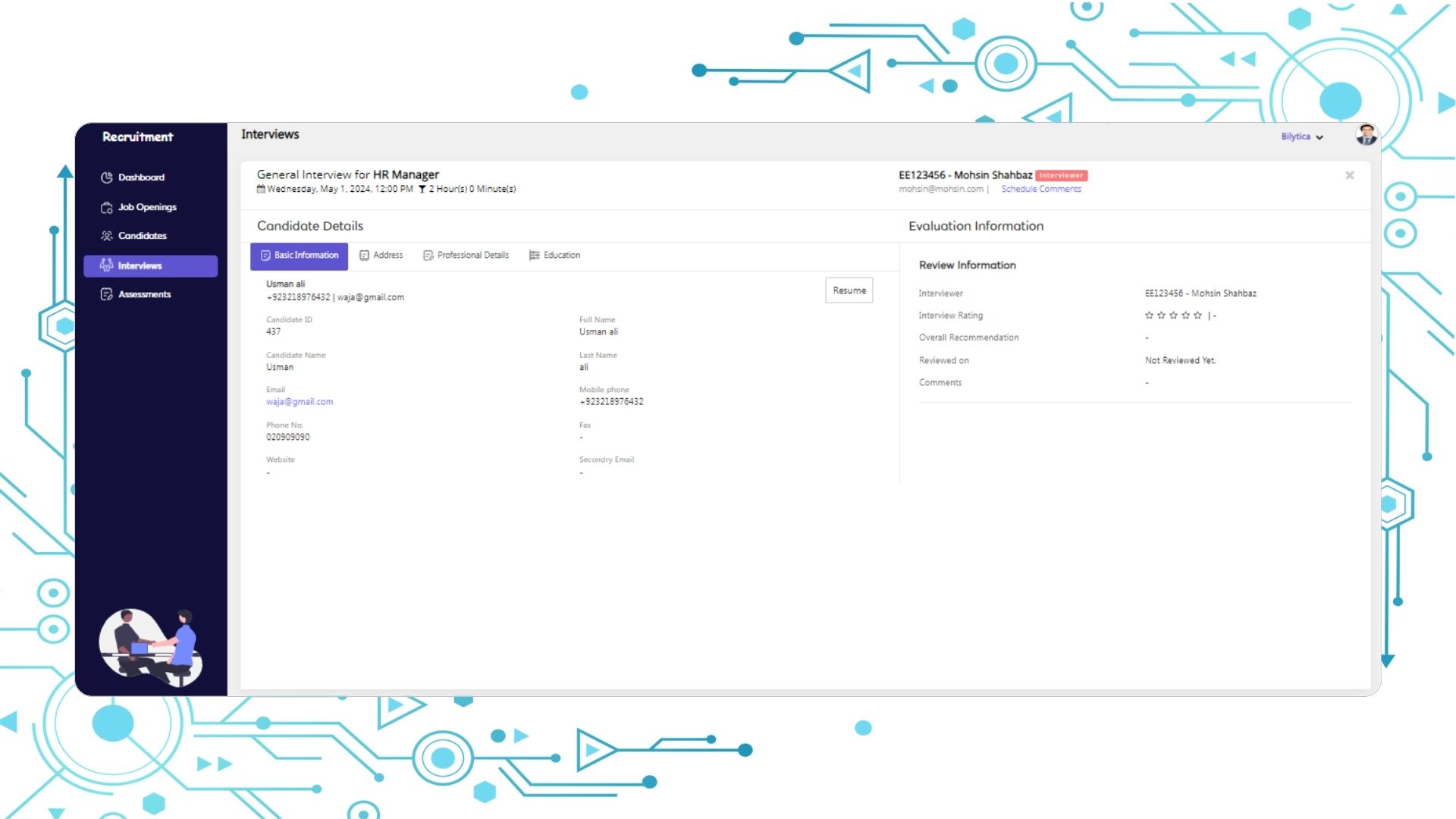 hiring and onboarding application tracking-SCHEDULE OF INTERVIEWS