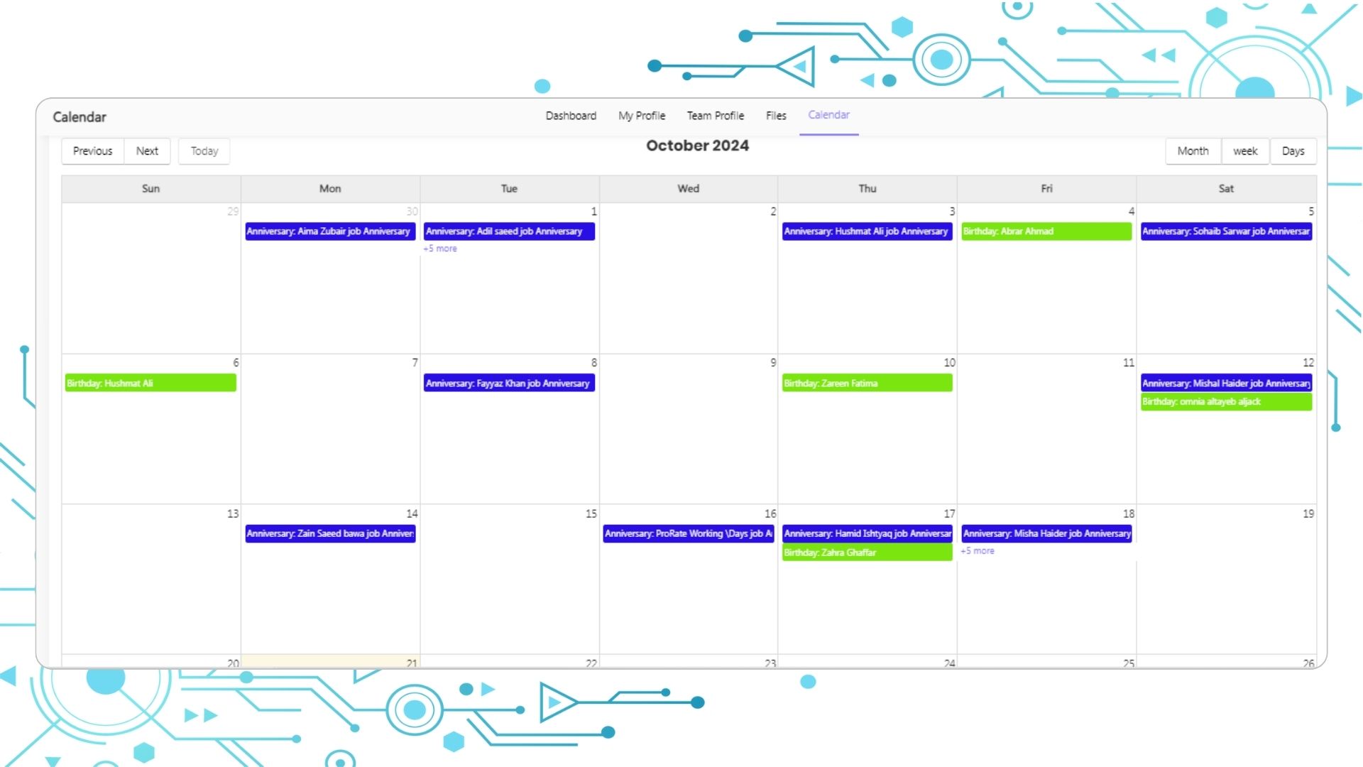 time and attandence Leave Management-Calender