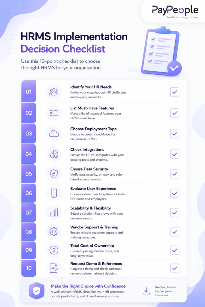 10-point HRMS selection checklist for businesses evaluating HR software in Pakistan