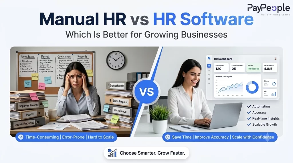 Manual HR process versus HRMS software comparison